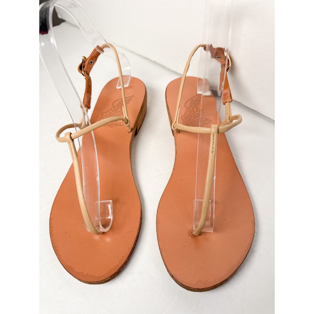 Ancient Greek Sandals Katerina Heel Sandal Tan Leather Strappy Sz 37 Greece - Picture 2 of 14